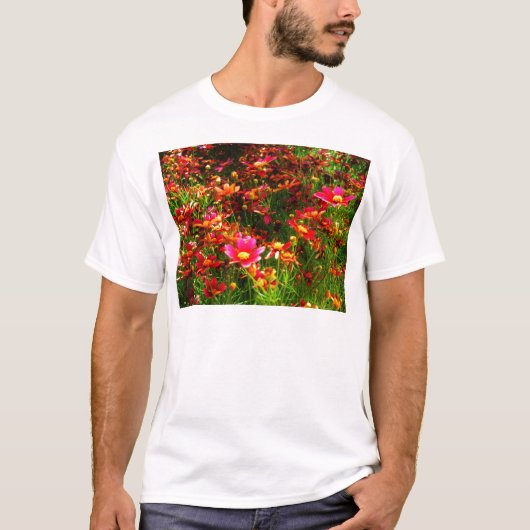 T-shirt Fleurs sauvages rose et jaune pâle (Devant)