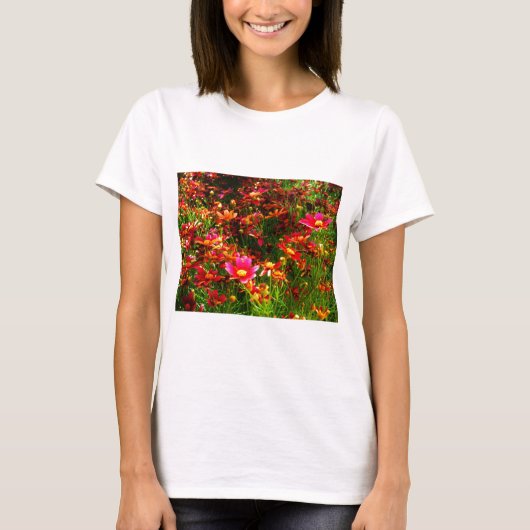 T-shirt Fleurs sauvages rose et jaune pâle (Devant)