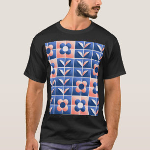 T-shirt Fleurs stylisées rétro : motif en mosaïque.