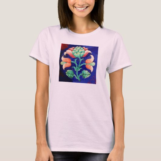 T-SHIRT FLEURS STYLISÉES / ROUGE VERT VERT BLEU FLORAL (Devant)