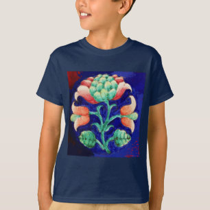 T-SHIRT FLEURS STYLISÉES / ROUGE VERT VERT BLEU FLORAL