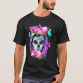 T-shirt Fleurs Sugar Skull Day of the Dead Dia De Muertos (Devant)