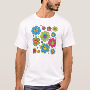 T-shirt Fleurs super Sourières   les années 70 Retro Vibe 