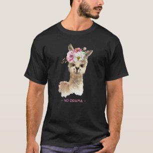 T-shirt Fleurs Sur Pas De Drame Lama Eau Couleur Retour À 
