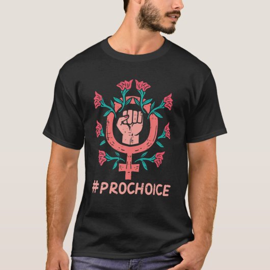 T-shirt Fleurs Symboles Féminines Fist Pro Choice Abortion (Devant)