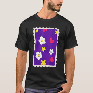 T-shirt Fleurs Timbre Super Rave 60's 70's Hippie Retro V