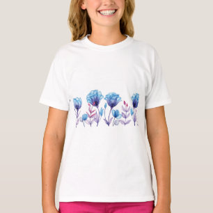 T-shirt Fleurs transparentes bleues