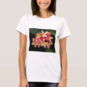T-shirt Fleurs tropicales de Plumeria de rose et de jaune