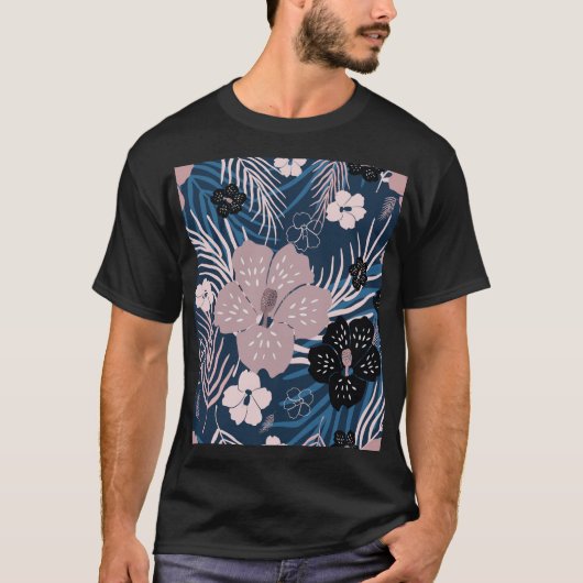 T-shirt Fleurs tropicales Palm Texture Feuille (Devant)