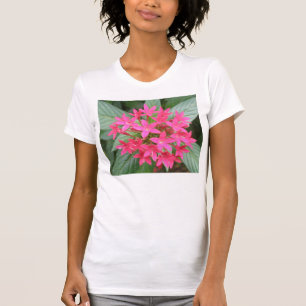 T-shirt Fleurs tropicales rose vif T Chemise