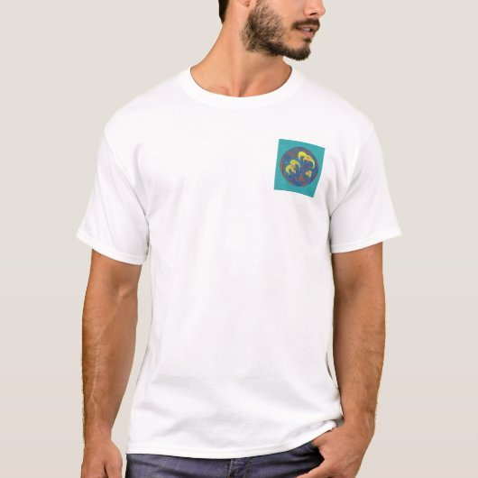 T-shirt Fleurs turquoises d'arrière - plan dans un anneau (Devant)
