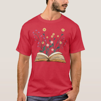T-shirt fleurs vintages poussant à partir du livre 1
