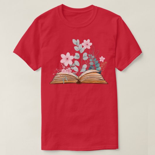 T-shirt fleurs vintages poussant dans le livre (Design devant)