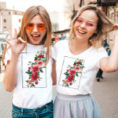 T-shirt Fleurs Vintages, roses et rouges