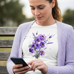 T-shirt Fleurs violettes