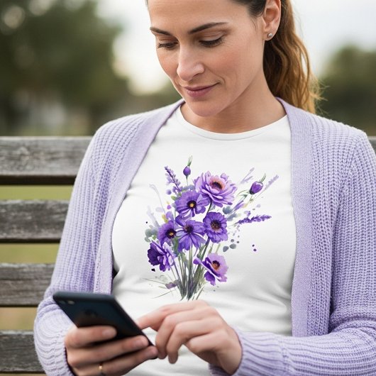 T-shirt Fleurs violettes