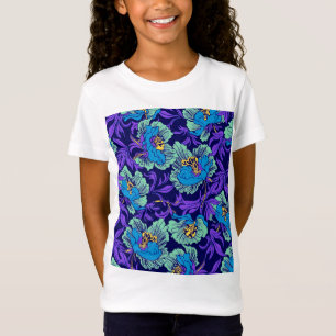T-Shirt Fleurs violettes et bleues William Morris