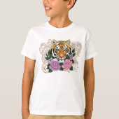 T-shirt Fleurs violettes roses au henné de tigre (Devant)