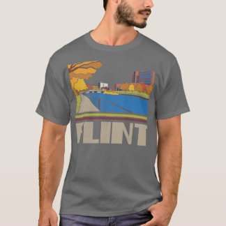 T-shirt Flint City Voyageur Vintage Cadeau Skyline Silhoue