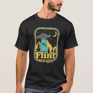 T-shirt Flint Michigan Ufo Alien Hunter 80s État Vintage