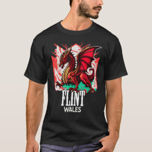 T-shirt Flint Mountain Wales Welsh Drapeau Y Ddraig Goch D