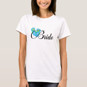 T-shirt Flip Flop de la mariée de destination bleu