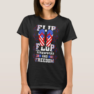 T-shirt Flip Flop Fireworks Et Liberté D'Indépendance