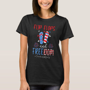 T-shirt Flip Flops Et Liberté Drapeau Usa 4 juillet Teache