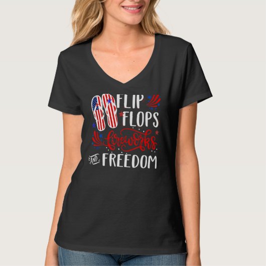T-shirt Flip Flops Feu D'Oeuvre Et Liberté 4 juillet 4 (Devant)