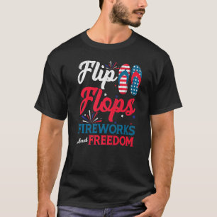 T-shirt Flip Flops Firework Fun Usa Indépendance 4th De Ju