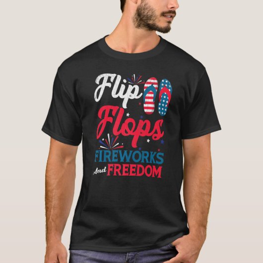 T-shirt Flip Flops Firework Fun Usa Indépendance 4th De Ju (Devant)