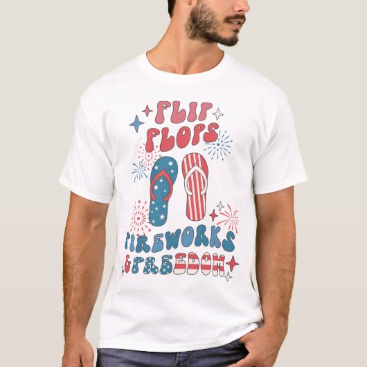 T-shirt Flip Flops Fireworks Freedom (Devant)