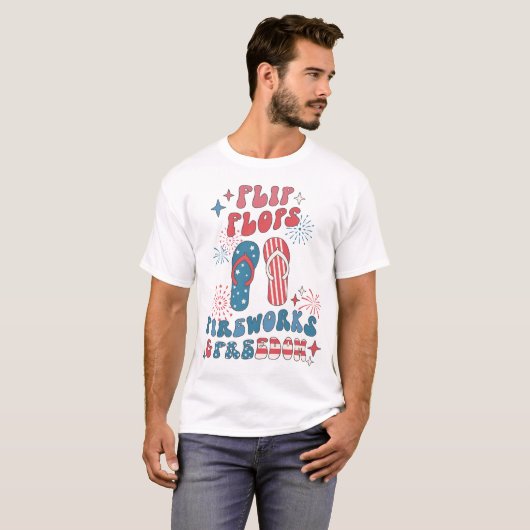 T-shirt Flip Flops Fireworks Freedom (Devant entier)