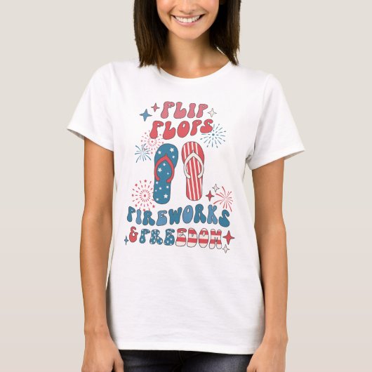 T-shirt Flip Flops Fireworks Freedom (Devant)