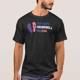 T-shirt Flip Flops Fireworks & Freedom 4 juillet Amérique