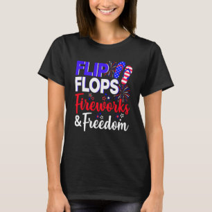 T-shirt Flip Flops Fireworks Freedom Usa Drapeau 4 juillet