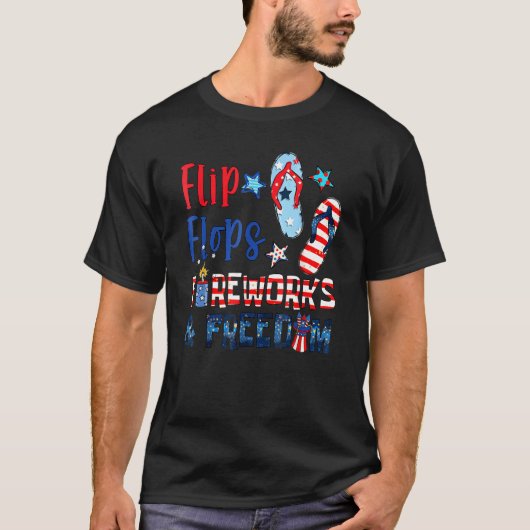 T-shirt Flip Flops Fireworks Freedom Usa Drapeau Hilariant (Devant)