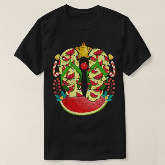 T-shirt Flip Flops Tropical Xmas Lights Watermelon Hawaiia (Design devant)