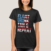 T-shirt Float Drink Tan Repeat Summer Beach Vacation Vinta (Devant)