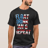 T-shirt Float Drink Tan Repeat Summer Beach Vacation Vinta (Devant)
