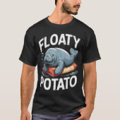 T-shirt Floaty Tatoes Manatee Funny Sea Cow Ocean Animal L (Devant)
