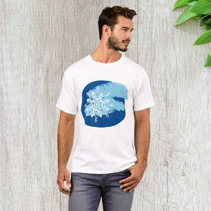 T-shirt Flocon de Neige Bleu Glacé Abstrait Cercle d'Hiver