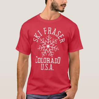T-shirt Flocon de neige brodé Fraser Colorado USA Blanc