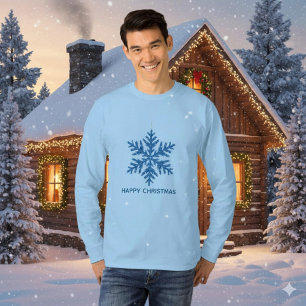 T-shirt Flocon de Neige en Cristal Bleu Étincelant de Noël