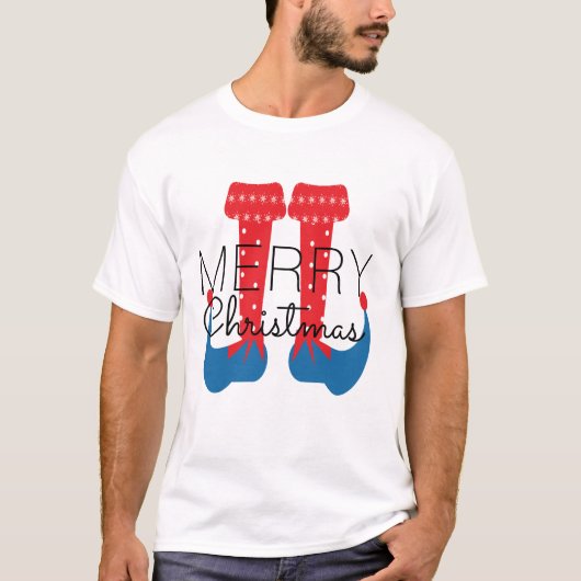 T-Shirt Flocon de Neige Script Rouge Bleu Lutin de (Devant)