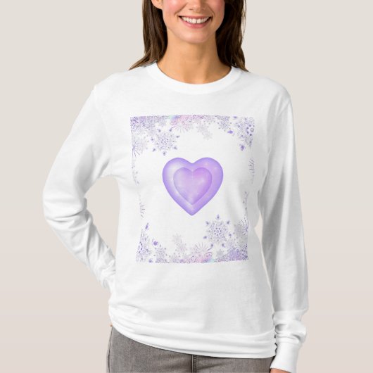 T-shirt flocon de neige violet clair et coeur étincelant (Devant)