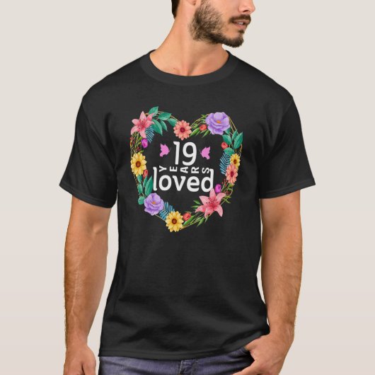 T-shirt Floral 19 ans Anniversaire Mariage (Devant)