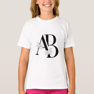 T-shirt Floral AB Monogramme initial