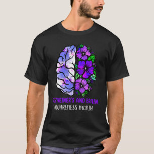 T-shirt Floral Alzheimer's and Brain Awareness Mois Purp