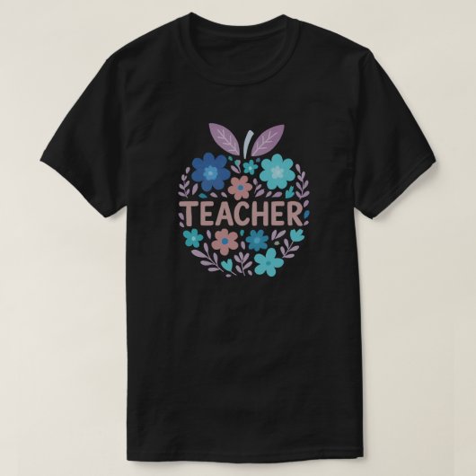 T-shirt Floral Apple Conception de l'enseignant (Design devant)